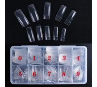 500 Pièces Faux Ongles, Acrylique Longue Capsules, Gel Pose, False Nails Tips, Artificiel Ongles pour Femme Filles (Diaphane, 10)