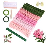 500 Pièces Fil Chenille, 5 Couleurs Cure Pipe Cleaners Flower Chenille Loisir Creatif Pour le Bricolage et la Décoration