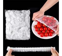 500 pièces Film alimentaire transparent réutilisable, étirable pour les restes, les fruits et légumes. Convient pour les restaurants, l'extérieur, le réfrigérateur, le plan de travail de la cuisine, l