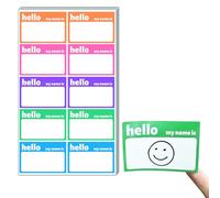 500 Pièces - Hello My Name Is Stickers, Etiquettes Autocollantes Name Tag Étiquettes Scolaires - 5 Couleurs