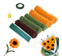 500 Pièces Kit de Fleurs de Tournesol en Fils Chenille - Set DIY Complet avec Cure-Pipes en Jaune, Vert et Marron, Fil Métallique, Ruban Adhésif et Colle pour Cadeaux Faits Main et Décorations