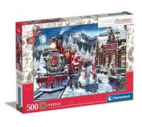 Clementoni - Puzzle Le Père Noël et la Station de Train de 500 pièces - Designs Tendances, Une Impression de Qualité - Stimule Le Sens de la Logique et la Motricité Fine - Fabriqué en Italie