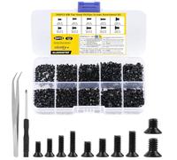 500 Pièces M2 M2,5 M3 Vis à Tête Fraisée, Vis à Tête Fraisée Cruciforme, Visser à Mécanique à Tête Plate Assortiment Kit pour Ordinateur Portable PC, Noir