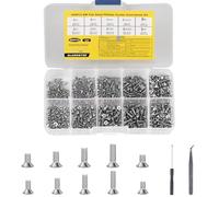 500 Pièces M2 M2,5 M3 Vis à Tête Fraisée, Vis à Tête Fraisée Cruciforme, Visser à Mécanique à Tête Plate Assortiment Kit pour Ordinateur Portable PC, argent