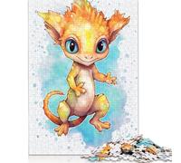 500 pièces Mignon Bébé Couronne Gecko Puzzle en Bois Carré Créatif Adulte Jeu éducatif Défi Jouets 500 Pièces (52 x 38 cm)