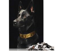 500 pièces Noir & Or Puzzle Malinois Belge Puzzle Carré pour Adultes Puzzle en Bois Puzzles Jeux de Défi Unique 500 Pièces (52x38cm)