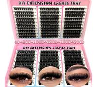 500 pièces/paquet Livre de cils 200D/160D/120D/100D/80D/60D, faux cils en poils de vison synthétique, épaisseur de 0,07 mm, courbure D, longueur mixte de 10 à 18 mm, extension de cils naturelle et dou