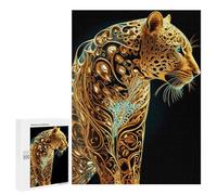 500 pièces puzzle adulte Golden Leopard Art Puzzle pour garçons jeu à main coupe précise interaction parent-enfant 500 pièces