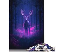 500 pièces Puzzle carré cerf néon forêt adulte puzzle en bois jouets éducatifs 500 pièces (52 x 38 cm)