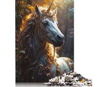 500 pièces Puzzle carré "La Licorne Blanche" pour Adultes Puzzle en Bois Jouets Décoration Murale 500 Pièces (52x38cm)