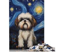 500 pièces puzzle en bois pour adultes, Shih Tzu, Vincent Van Gogh, puzzle pour enfants, jeux familiaux, 500 pièces (52 x 38 cm)