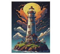 500 Pièces Puzzles De Phare pour Adultes Enfants Puzzle en Bois Jeux Éducatifs, Jeu Familial Amusant 55×41cm