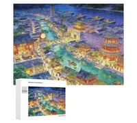 500 pièces Puzzles lanternes fluviales Puzzle coloré cité Antique de qualité supérieure en Bois Puzzles,Cadeau pour Adolescents