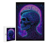 500 pièces puzzles pour adultes crâne néon forêt art impression puzzle pour adultes jouets décoration murale mais drôle et défi à résoudre 500 pièces