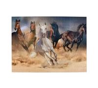 500 pièces, Puzzles pour Adultes, Puzzles stimulants, Jeu de Puzzle pour Tout Le Monde,Cheval Sauvage Courant Contre Une tempête de Sable