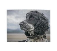 500 pièces, Puzzles pour Adultes, Puzzles stimulants, Jeu de Puzzle pour Tout Le Monde,Cocker Spaniel Anglais à Grandes Oreilles bouclées, Noir