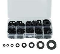 500 Pièces Rondelles Plates Nylon, Rondelles Plates Isolation Rond Spacer Joint Plomberie Assortiment Kit-Noir, M2/M2.5/M3/M4/M5/M6/M8/M10