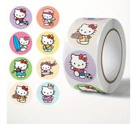 500 pièces/rouleau Autocollants de décoration Sanrio Hello chat, Kuromi, My Melody, Little Twin Stars. Autocollants manuels de personnages de bandes dessinées pour ordinateur, téléphone portable, tass