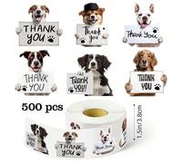 500 pièces/rouleau Autocollants de remerciement mignons avec chiens, étiquettes adhésives de 1,5 pouces pour soutenir ma petite entreprise, sceller les enveloppes, les artisanat DIY, les animaleries,