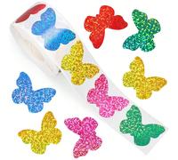 500 pièces/rouleau Autocollants papillon holographique laser, tampons colorés en forme de papillon pour cadeaux, notes, tasses, bagages, ordinateurs, agendas, enveloppes, magazines, décoration DIY, ré