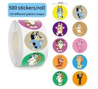 500 pièces/rouleau Autocollants rouleau rouleau Bluey Graffiti, autocollants mignons et imperméables pour la décoration DIY. Cahier, téléphone, valise, ordinateur portable, réfrigérateur, vélo, jouets