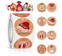 500 Pièces Rouleau d'autocollants de Noël, étiquettes Rondes d'autocollants de Noël, Gommettes Etiquette Cadeau Noel pour Sac Enveloppe Décorations d'artisanat de Noel Articles de fête
