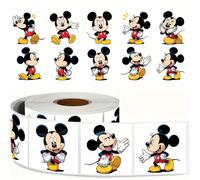 500 pièces Rouleau d'autocollants Disney Mickey Mouse Impression haute définition Adhésif fort Facile à décoller Étiquettes décoratives pour emballage cadeau Scrapbooking Planificateur Journal Récompe