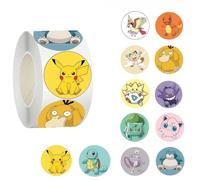 500 pièces/rouleau mignon Pokemon Pikachu dessin animé autocollants de scellage décoration bricolage PVC ordinateur portable décalcomanies Graffiti Stiker récompense cadeau jouet 1000PCS