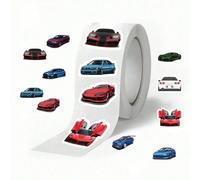 500 pièces/set Ruban Washi adhésif à motif de voitures de course de bandes dessinées cool. Matériel de papeterie pour décorer ou sceller des enveloppes Polychlorures de vinyle