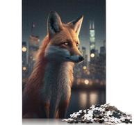 500 pièces Urban Fox in The Big City Puzzle Carré Adulte Puzzle en Bois Puzzle Educatif Jeux Famille 500 Pièces (52x38cm)