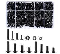 500 Pièces Vis Boulons et écrous, M3/M4/M5 Vis à Six Pans Creux, Vis Bouton avec écrou à Tête Hexagonale Assortiment Kit - Noir