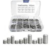 500 Pièces Vis Sans Tête, M2.5 M3 M4 Vis à Tête Hex Creux Acier Inox | Vis Poignée de Porte Assortiment Kit de Fixations Filetée Internes pour Visser Pointeau Poignées de Portes Mécanique Meubles