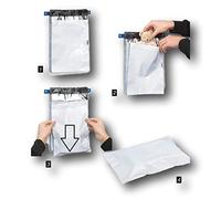 500 Pochettes plastique opaque fermeture automatique en liasse fermeture instantanée = gain de temps enveloppe blanche opaque pochette d’expédition indéchirable et hermétique sans rabat