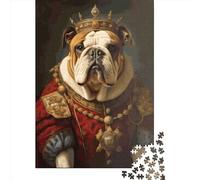 500 Puzzles carrés créatifs Bulldog The King pour Adultes, Puzzles en Bois, Jeux de défi Uniques, 500 pièces (52 x 38 cm)