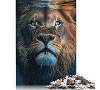 500 Puzzles carrés créatifs en Bois représentant des Visages de Lions et d'animaux Aquatiques, pour Adultes. Jeu de Puzzle Unique et Stimulant. 500 pièces (52 x 38 cm).