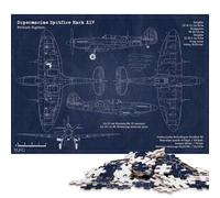 500 Puzzles carrés créatifs Supermarine Spitfire MXIV pour Adultes, Puzzles en Bois, Jeux de défi Uniques, 500 pièces (52 x 38 cm)
