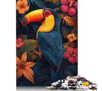 500 Puzzles en Bois représentant des Toucans colorés dans Un Feuillage Tropical, pour Adultes et Adolescents. Jeux familiaux, Cadeaux de Noël. 500 pièces (52 x 38 cm).