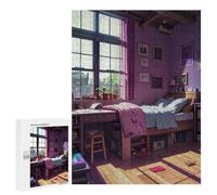 500 puzzles pour adolescents Cozy Purple Bedroom Puzzle pour adolescents - jeux amusants pour améliorer la mémoire et réduire le stress - cadeaux 500 pièces