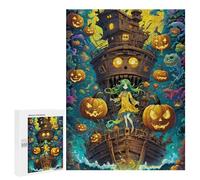 500 puzzles pour adolescents Halloween Ship with Girl Puzzles pour adultes, jeux de famille, analyse et logique, anti-stress, cadeaux 500 pièces