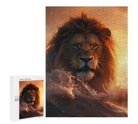 500 puzzles pour adultes, lion dans l'eau, 2 puzzles de jeux de détente, une œuvre d'art pour Noël et anniversaire, 500 pièces