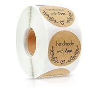 500 Stück Kraft Handmade with Love Stickers,Rouleau D'étiquettes Baking