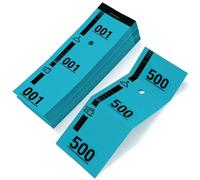 500 Tickets Vestiaire Bleus Numérotés - Papier Cartonné Très Résistant Usage Professionnel - 3 Volets Détachables - Format 5x14 cm - Idéal pour Événements, Soirées, Associations, Loteries