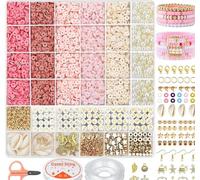 5000 Perles pour Bracelet, perles plates pour bracelet, Rose Rosier Kit Bracelet Collier kit de Bricolage, Perles Lettres, Breloque en or, DIY Artisanat d'art Cadeaux