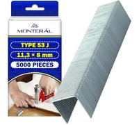 5000 Pièces Agrafes Type 53 J 11,3x8 mm pour Agrafeuses | Agrafe Sont pour Travaux de Finition Décorative Fixer des Tissus des Affiches du Carton des Étiquettes en Papier - MONTERAL