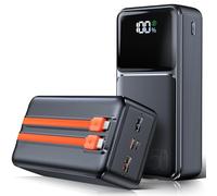 50000mAh Power Bank 30W Batterie Externe, Rapide Chargement Portable Chargeur 5 Output 2 Input, avec câble intégré Batterie Portable USB C avec Écran LED Powerbank pour Smartphones Camping