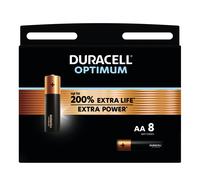 DURACELL Optimum Piles AA (Lot de 8) - Piles Alcalines 1,5V - +200 % d’actifs Power Boost - Répondent aux exigences des appareils modernes-100 % Recyclables, 0 % de plastique dans l’emballage-MX1500