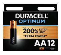 DURACELL AA Optimum Piles Alcalines (Lot de 12) 1.5V, LR06 | +200% D'actifs Power Boost - Pour les Appareils énergivores, Systèmes De Surveillance - 100% Recyclable