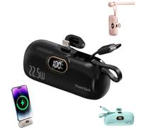 5000mah Mini Portable Charger Power Bank for Phone, Ultra-Compact USB C Cell Portable Power, 15w Pd Fast Charging Power Bank, LED Display Battery Pack Compatible with iPhone/Samsung, Android(Black)