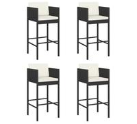 (50031)Chaise de jardin CHIC,Tabourets de bar lot de 4 avec coussins noir ,résine tressée FR