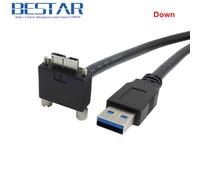 500cm Down Câble de données Micro B coudé à 90 degrés, droit, gauche, haut et bas, USB 3.0, support à vis de verrouillage vers USB 3.0 USB3.0 A mâle, 1.2m 3m 5m